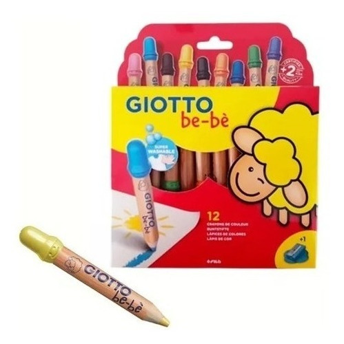 Lapices Giotto Bebe X 12 Colores No Toxicos + Sacapuntas