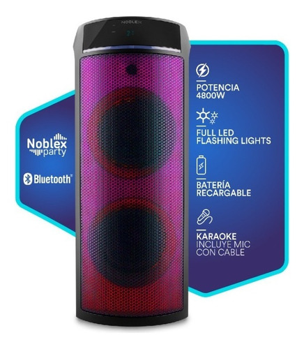 Parlante Portatil Bluetooth Tws Noblex Mnt590f 4800w Rgb Csi