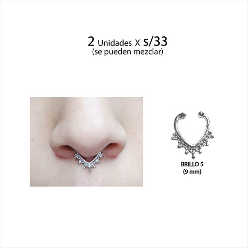 Piercing Fake Septum Falso Nariz Presión Hombre Unisex 3