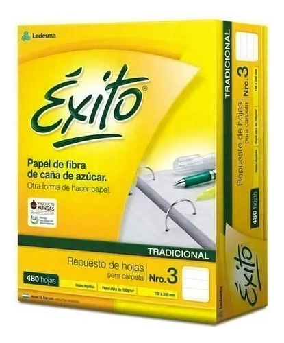 Repuesto Para Carpetas Éxito Tipo Rayado X 480 Hojas