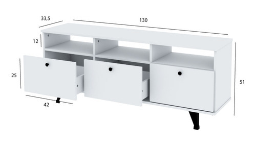 Rack Tv Centro Estant Rack Tv Blanco Mt5000bl Ancho 130cm