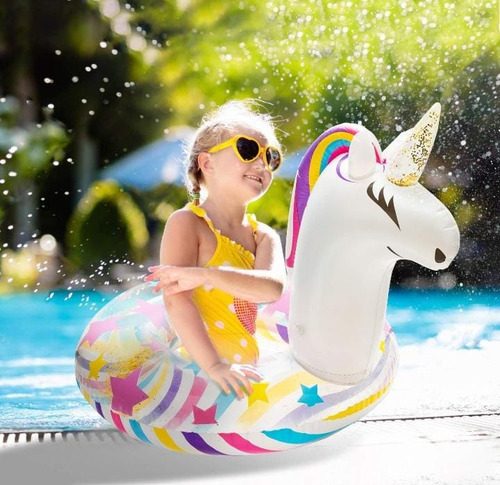 Salvavidas De Unicornio Glitter Flotador Kawaii Inflable