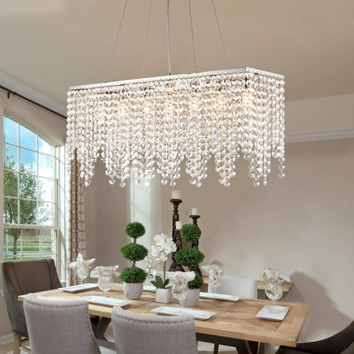 Apbeam Candelabro Rectangular De Cristal Con Forma De Gota D