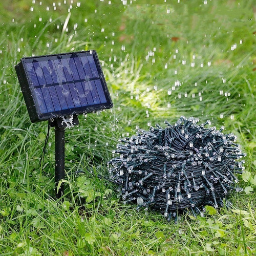 Imagen 4 de 6 de Luces Guirnalda Solar 200 Led Calidas Calido 20 Metros