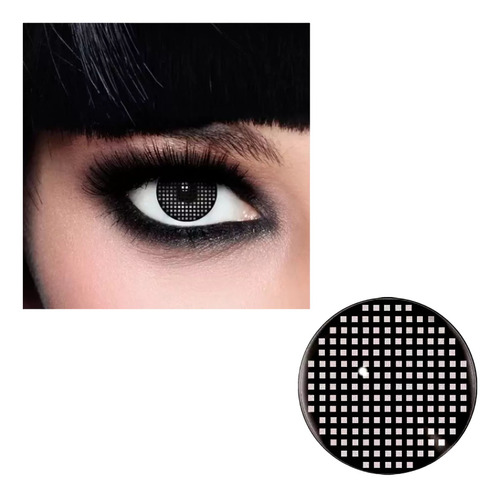 Lentes Contacto Negro Calado Net Black Cosplay Halloween Color Net Black Negro Calado