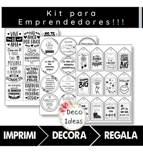 Imagen 1 de 5 de Kit Imprimible 01 De Frases Motivadoras Para Emprendedores