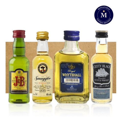 Miniaturas Whisky Coleccionable, 4 Unidades (50ml)