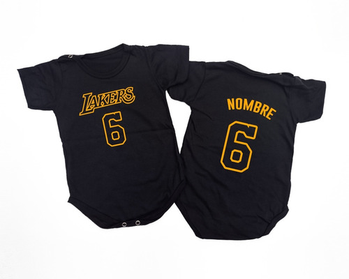 Body Bebe Camiseta Lakers Basket Basquet Nombre Nº A Pedido