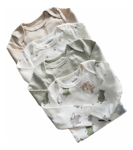 Pack De Bodys Carters Bebe Oveja Animales Blanco Manga Larga