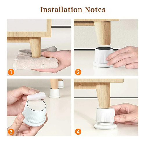 4 Elevadores Redondos Para Muebles Con Base Autoadhesiva Aju
