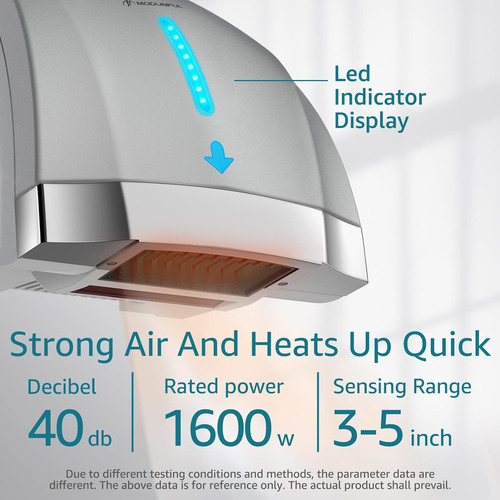 Secador Para Manos Modunful Extra Silencioso 1600 W Plateado