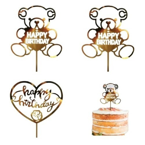 4pzs Cake Topper Pastel Adorno Feliz Cumpleaños Fiesta Decor