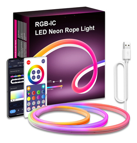 Luz Led De Neón Tipo Cuerda Rgb Ic Lights 16 [u]