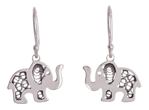 Aretes De Plata 950 En Modelo Mini Elefante