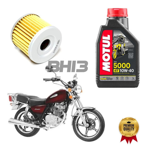 Kit Filtro Óleo Suzuki Intruder 125 Motul 5000 10w40 Fvc003