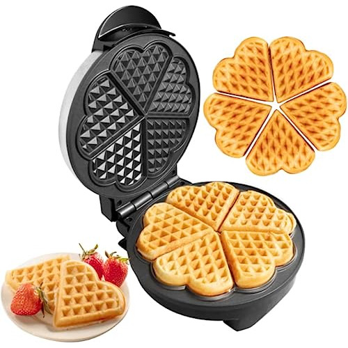Heart Waffle Maker - Makes 5 Heart-shaped Waffles - Non...
