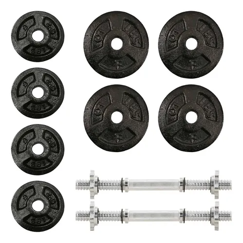 comprar Pesas Mancuernas Set 2 Barras + 30lb Kit Discos Estándar Gym