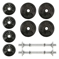 Comprar Pesas Mancuernas Set 2 Barras + 30lb Kit Discos Estándar Gym