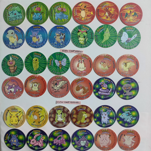 Colección Tazos 1 Y 2 Pokémon 151 Tazos Estética 9-10