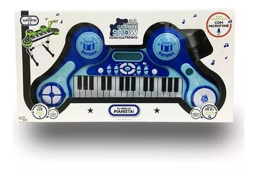 Piano Eletrônico e Microfone Infantil, Instrumento de Teclado