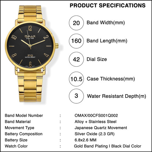 Omax Reloj De Pulsera Analógico Analógico De Cuarzo Japonés