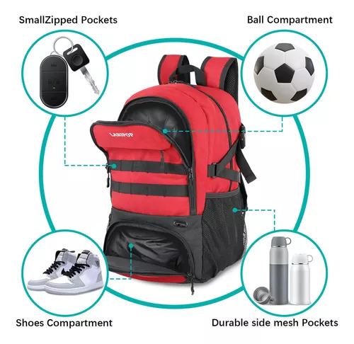 WOLT | Bolsa de fútbol juvenil, mochila y bolsas de fútbol para baloncesto,  voleibol y deportes de fútbol, incluye tacos separados para zapatos y