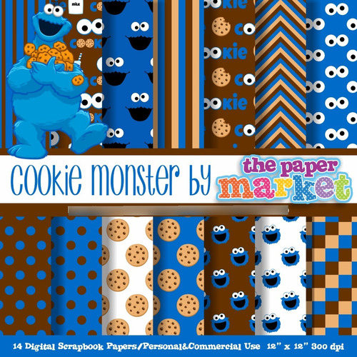 Papeles Fondos Digitales Cookie Monster - Imprimible Candy