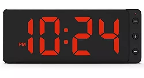 LIELONGREN Reloj de pared digital LED con pantalla grande, dígitos grandes,  atenuación automática, formato de 12/24 horas, respaldo de batería, reloj