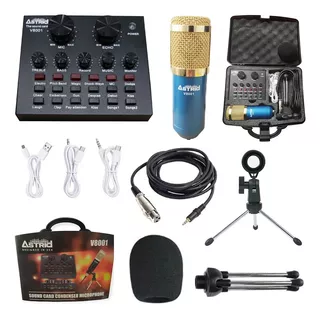 Kit Tarjeta De Sonido V8 Micrófono Condensador Mini Trípode