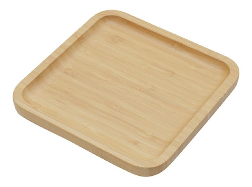 Prato De Bambu Madeira Quadrado Cozinha Tábua Bandeja 20cm