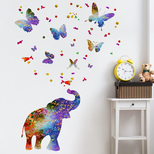 Calcomanías Creativas De Pared De Elefante Colorido Calcoman