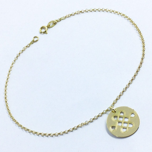 Pulseira Feminina Com Pingente Nó Do Amor Em Ouro 18k Linda