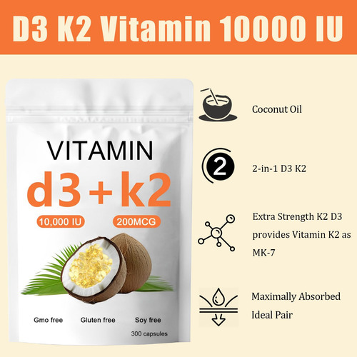 Sirdika Vitamina D3 K2 10000 Ui Softgel 300 Cápsulas