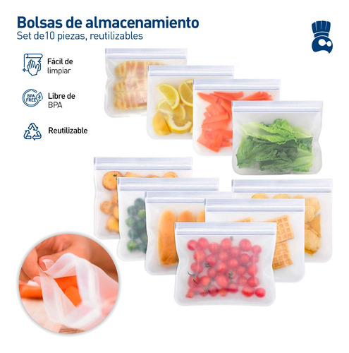 Bolsas Almacenamiento Reutilizables Para Alimentos 100 Pzs