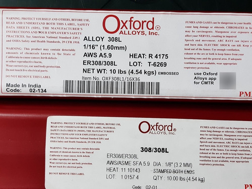 Varilla Aporte Acero Inoxidable Er 308 L-16 3/32 Oxford