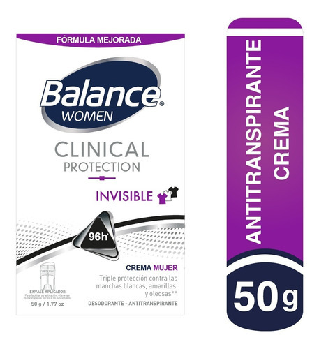 Desodorante balance crema Clinical Invisible mujer 50gr