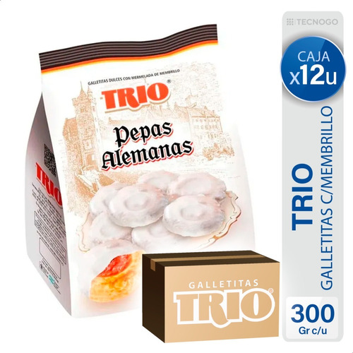 Caja Galletitas Pepas Alemanas Membrillo Trio Pack Bulto