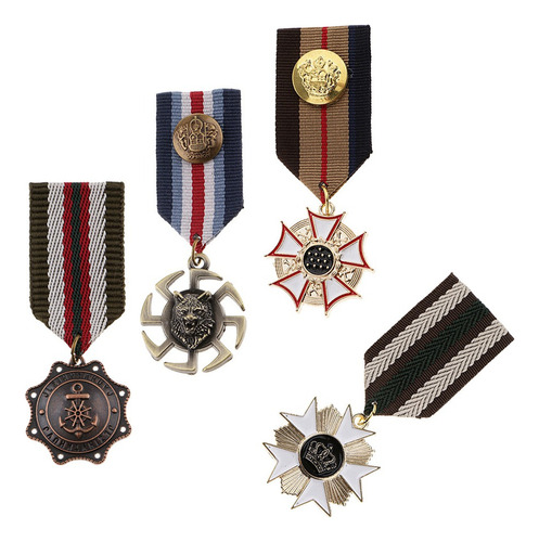 4 Unids Hombres Uniforme Medalla Colgante Broche Streampunk