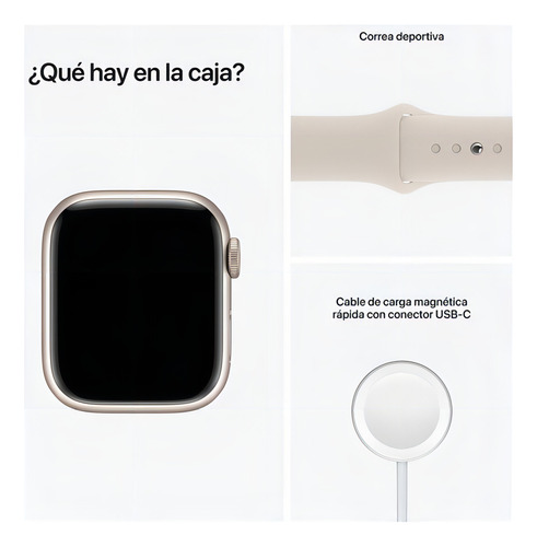 Apple Watch Series 7 (GPS + Cellular, 1.614") - Caja de aluminio color blanco estelar - Correa deportiva blanco estelar
