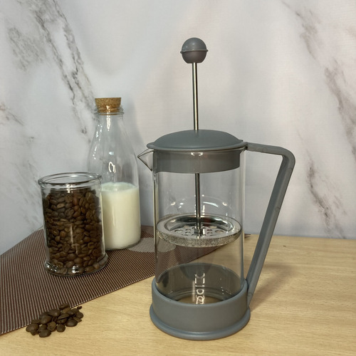 Cafetera Prensa Con Embolo 600 Ml Vidrio A Presión Café Prensa Francesa Plateada