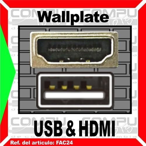 Imagen 5 de 6 de Toma De Pared Hd X1 + Usb X1 Ref: Fac24 Computoys Sas