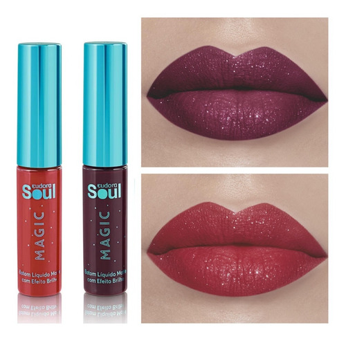 Lápiz labial Eudora Soul Magic, color uva brillante y rojo brillante