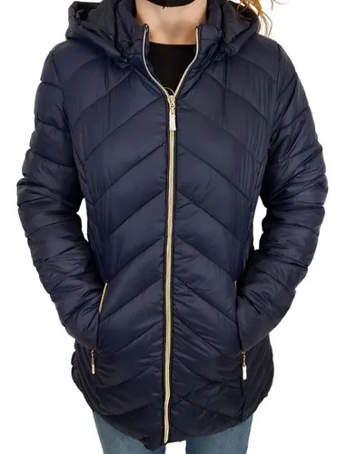 Jaqueta Feminina Puffer Nylon Alongada 3 4 Capuz Remov vel