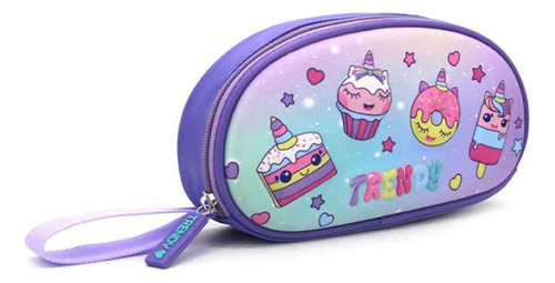 Cartuchera Escolar Trendy Estampa 3d Niñas Color Violeta Infantil