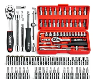 Kit Ferramentas 46 Pecas Com Soquetes E Chaves Para Carro E Casa