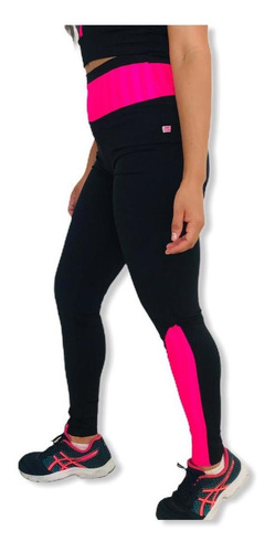 Calça Legging Dzjjo Cintura Alta Feminina Preta/pink D006