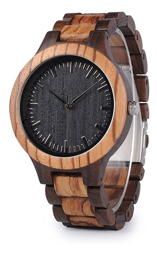 Men&#39;s Wooden Watches Quartz Movement Zebra Sanda