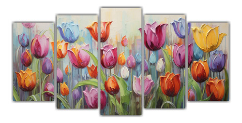 250x125cm Cuadros Modernos Tulipanes Vibrantes Bastidor Made