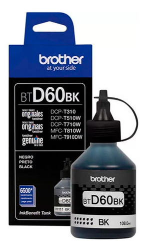 Botella De Tinta Brother Btd60bk Negro T310 T510w T710w T910