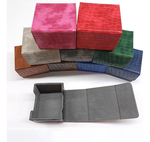 Caja De Baraja De Cartas, Soporte De Cuero Pu, Gris